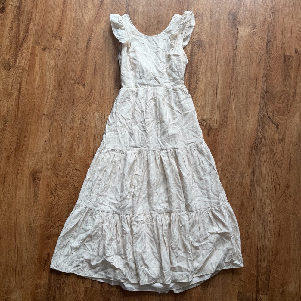 Express Cream High Neck Tiered Maxi Dress